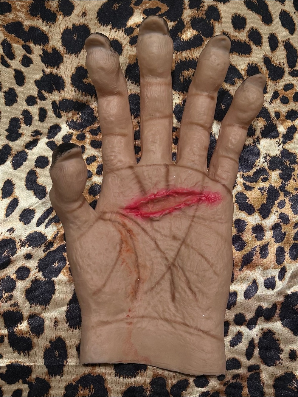 Wearable Latex Werewolf Monster Hand Glove with Bloody Cut Palm